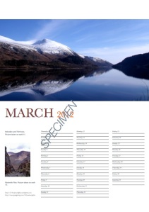 Sample page from calendar (March, Helvellyn)